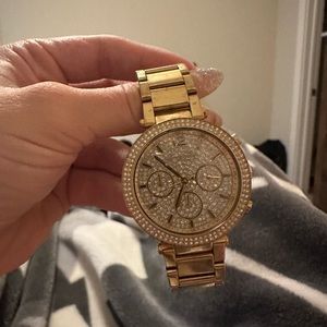 Michael Kors pave crystal watch in gold